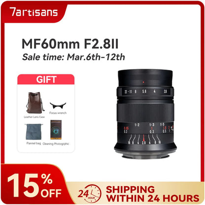 7Artisans 7 Artisans 60Mm F2.8 II MF APS-C Macro Lens for Sony E Nikon Z Fuji XF Canon EF-M Canon RF M4/3 Leica L Mount