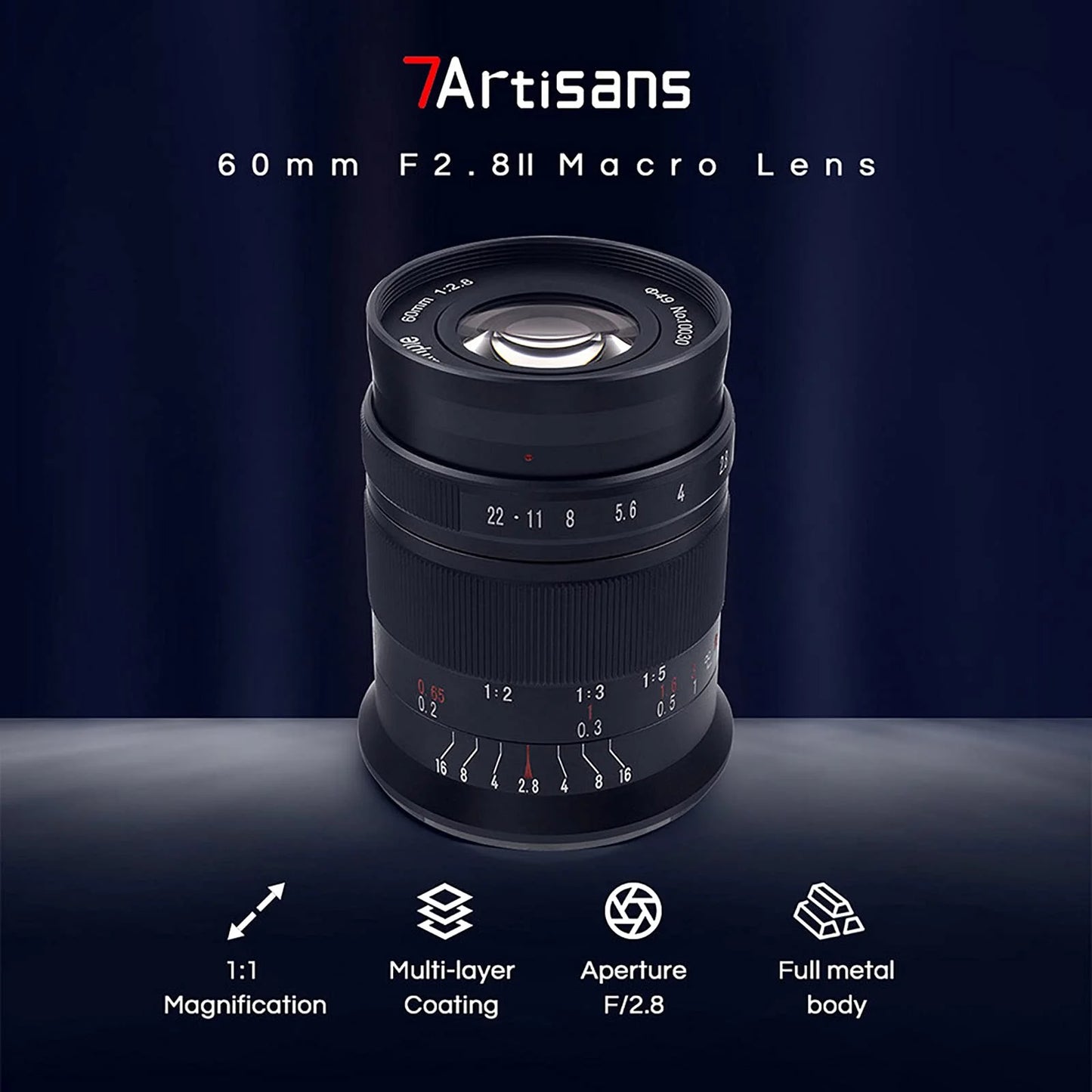 7Artisans 7 Artisans 60Mm F2.8 II MF APS-C Macro Lens for Sony E Nikon Z Fuji XF Canon EF-M Canon RF M4/3 Leica L Mount