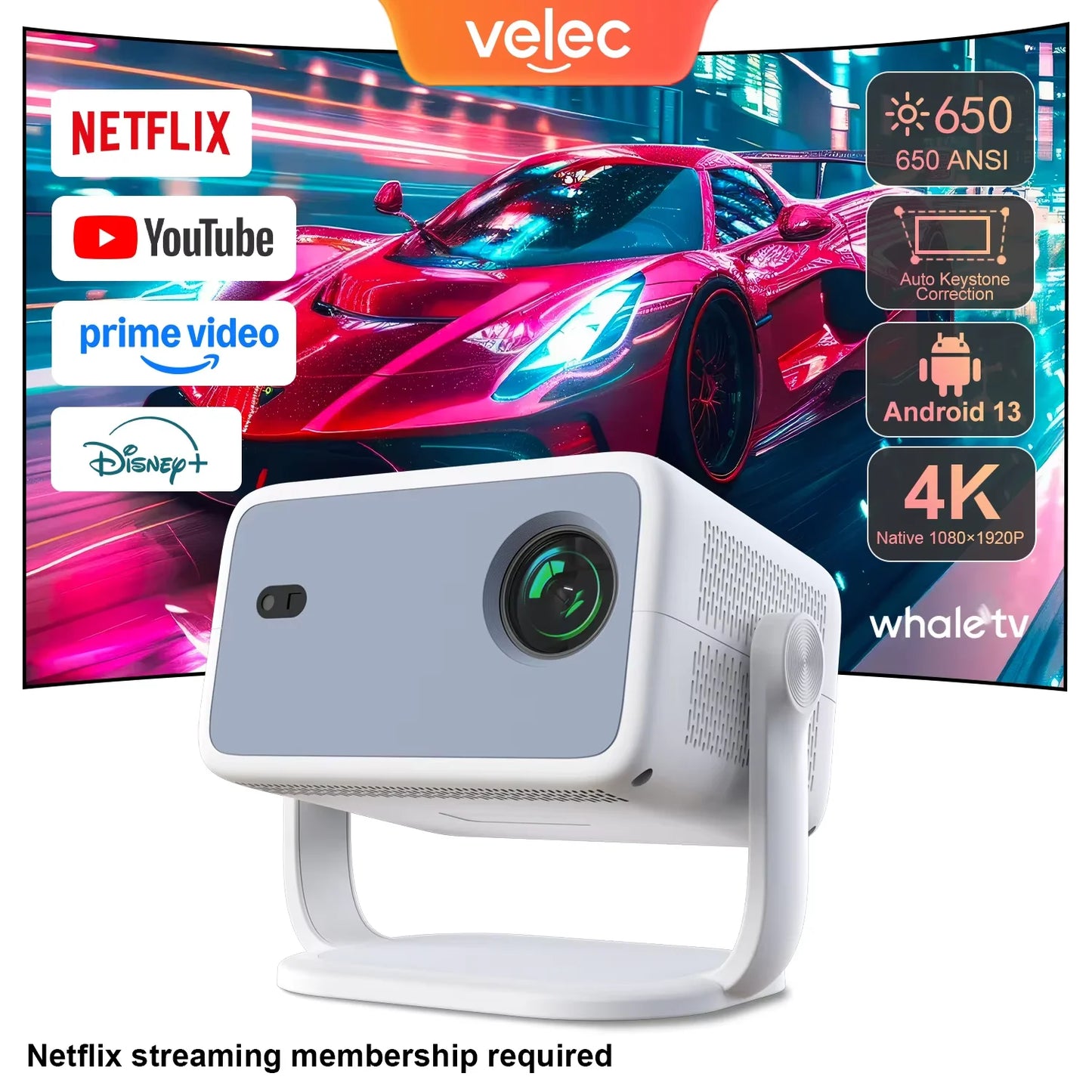 Beam Projector TP350 Native 1080P 4K Full HD BT Android13 Projector Auto Focus Portable Home Cinema Projector for Outdoor