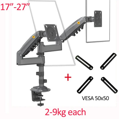 NB H180 17"-27" 22"-32"Double Monitor Desk Holder Arm Gas Spring Full Motion LCD TV Mount 2-9Kg 2-12Kg Dual Arm Clamp Bracket