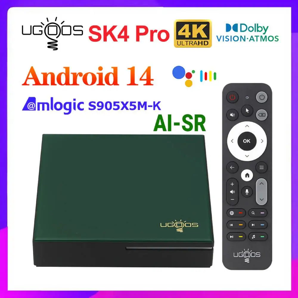 Amlogic S905X5M-K  SK4 Pro Android 14 TV BOX DTS Dolby Vison ATMOS Audio AI-SR SK4 S905X5M-J Android 14.0 Set Top Box