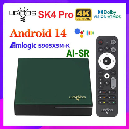 Amlogic S905X5M-K  SK4 Pro Android 14 TV BOX DTS Dolby Vison ATMOS Audio AI-SR SK4 S905X5M-J Android 14.0 Set Top Box