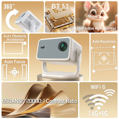 Beam Projector TP350 Native 1080P 4K Full HD BT Android13 Projector Auto Focus Portable Home Cinema Projector for Outdoor