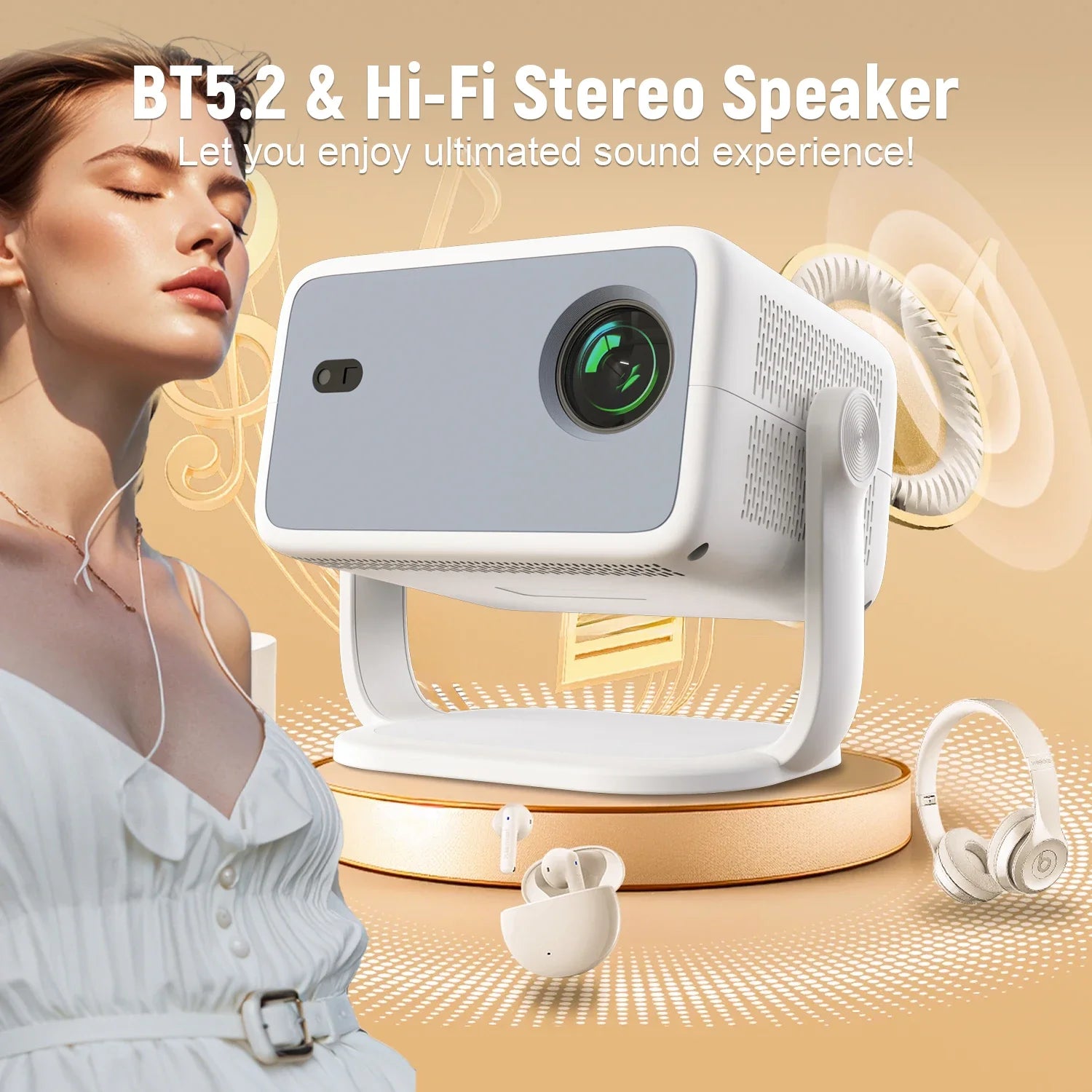 Beam Projector TP350 Native 1080P 4K Full HD BT Android13 Projector Auto Focus Portable Home Cinema Projector for Outdoor