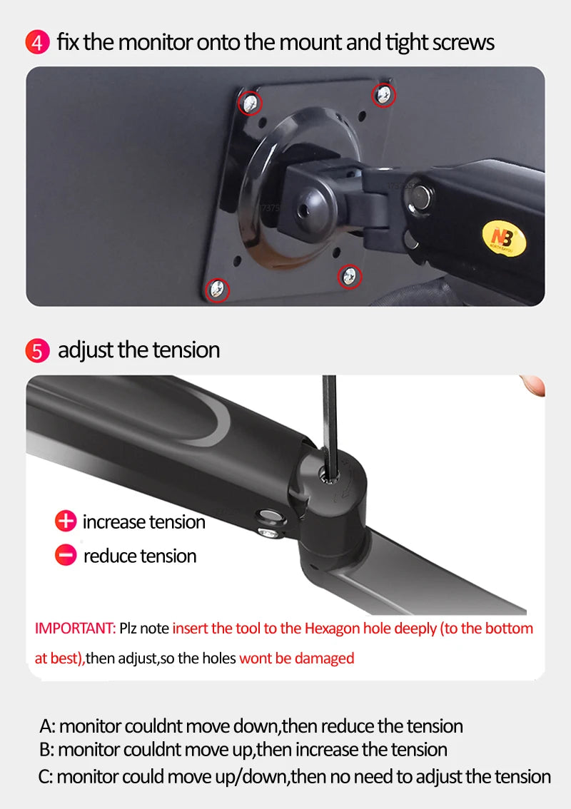 NB H180 17"-27" 22"-32"Double Monitor Desk Holder Arm Gas Spring Full Motion LCD TV Mount 2-9Kg 2-12Kg Dual Arm Clamp Bracket