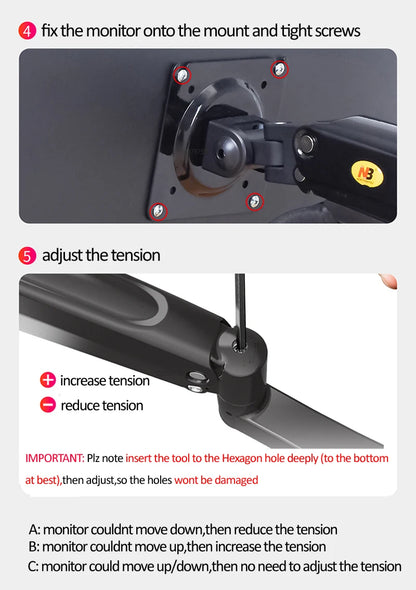 NB H180 17"-27" 22"-32"Double Monitor Desk Holder Arm Gas Spring Full Motion LCD TV Mount 2-9Kg 2-12Kg Dual Arm Clamp Bracket